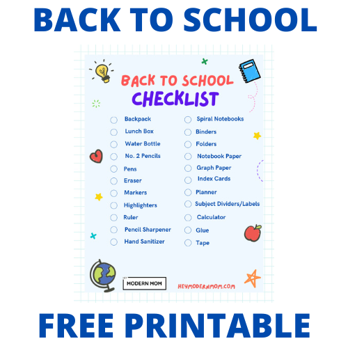 FREE Back To School Checklist Printable!