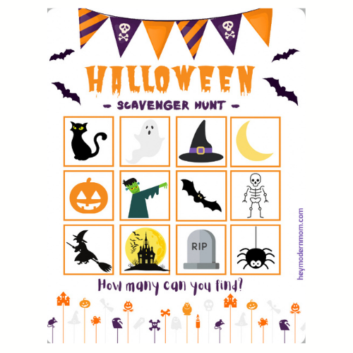 Fun FREE Halloween Scavenger Hunt Printable!