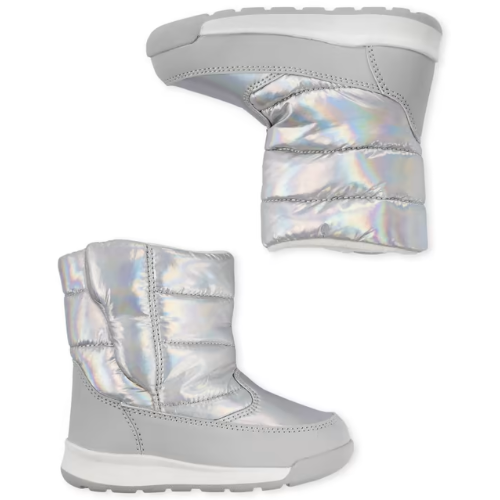 Toddler Girls Metallic All Weather Boots - Silver ONLY $11.99 (reg $59.95) + FREE SHIP at The Children's Place - at The Children's Place 
