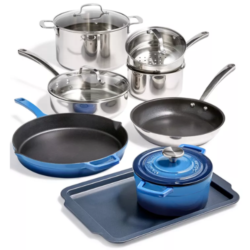 Martha Stewart 12-Pc. Mixed Material Cookware Set ONLY $124.93 (reg $500) + FREE SHIP at Macy's - at Grocery 