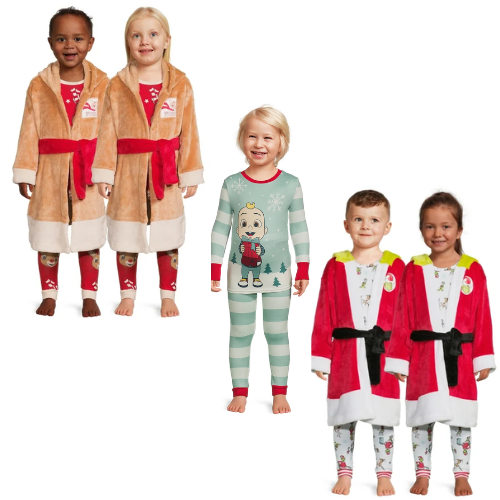 Toddler Pajamas and Robe Holiday Set ONLY $15 at Walmart - at Walmart 