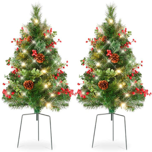 Set of 2 Pre-Lit Pathway Christmas Trees w/ Pine Cones ONLY $39.59 (reg $74.99) + FREE SHIP at Best Choice Products - at Patio & Outdoors 