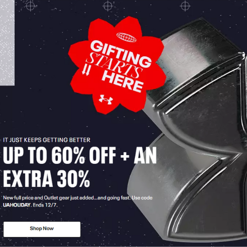 Get UP TO 60% OFF + an EXTRA 30% + an EXTRA 10% OFF at Under Armour - at Under Armour 