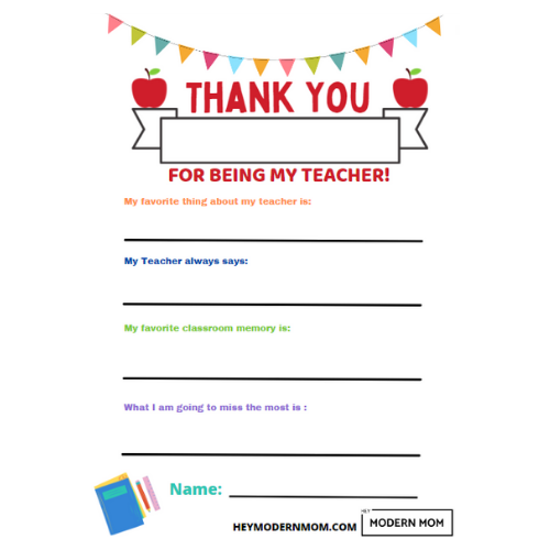 FREE Teacher Appreciation Printable 