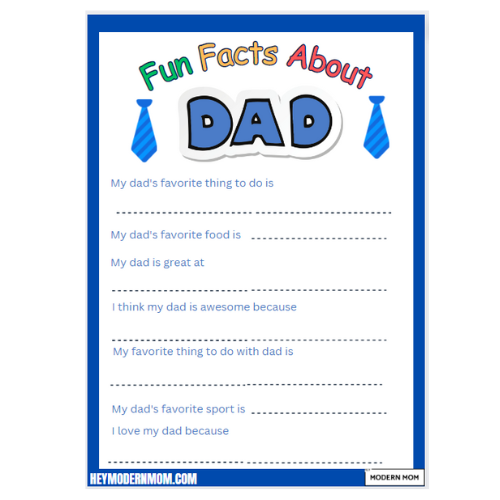 Download this FREE Father's Day Printable for Kids! - at Kids