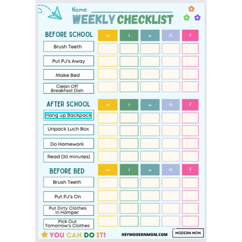 FREE Weekly Checklist Printable!