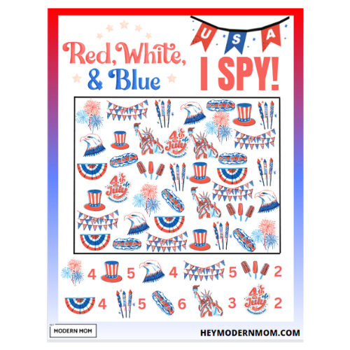 Download this FREE Independence Day I Spy Game for Kids!