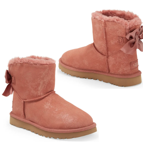 Women's UGG Mini Bailey Bow Glimmer Faux Fur Lined Boot OVER $100 OFF at Nordstrom Rack - at Nordstrom 