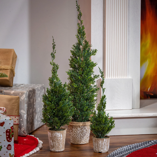 Set of 3 Slim Potted Christmas Trees by GersonCo ONLY $29 (Reg $45) at QVC - at QVC 