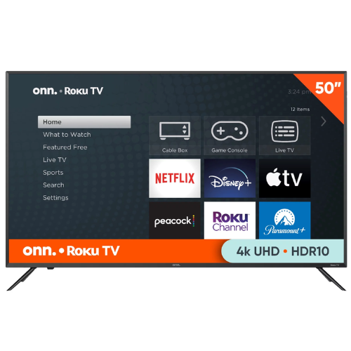 onn. 50” Class 4K UHD (2160P) LED Roku Smart TV ONLY $148 + FREE SHIPPING - at Electronics 