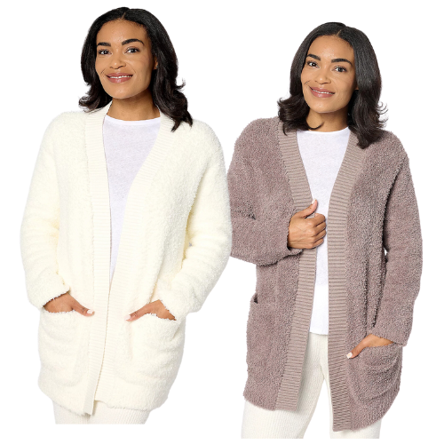 Barefoot Dreams CozyChic Ribbed Knit Trim Cardigan FROM $84.98 (Reg $170) at QVC - at QVC 