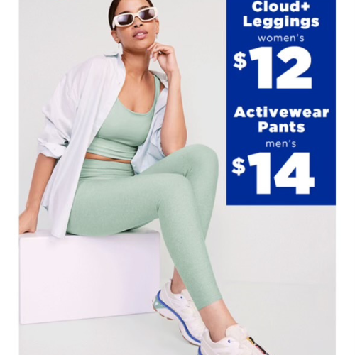 Cloud+ Leggings and Go-Dry Pants FROM $12 (Reg $26) at Old Navy